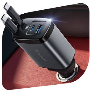 87W Retractable Car Charger USB C Fast Charge, Dual Type C Cables 87W Retractable Car Charger USB C Fast Charge, Dual Type C Cables