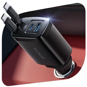 87W Retractable Car Charger USB C Fast Charge, Dual Type C Cables 87W Retractable Car Charger USB C Fast Charge, Dual Type C Cables