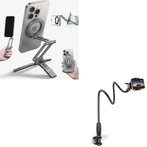 Triple Axis Foldable for Magsafe Tripod Stand + Gooseneck Phone Holder for Bed Triple Axis Foldable for Magsafe Tripod Stand + Gooseneck Phone Holder for Bed