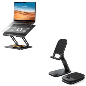 Laptop Stand for Desk with 360 Rotating Base + Foldable Phone Stand for Desk Laptop Stand for Desk with 360 Rotating Base + Foldable Phone Stand for Desk