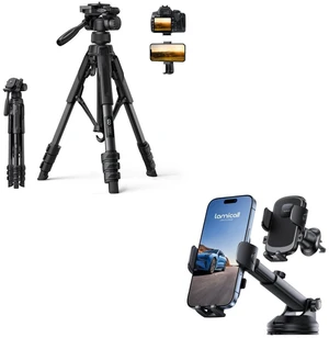 17.6LBS Max Load Camera Tripod + 360° Rotation Car Phone Holder Mount 17.6LBS Max Load Camera Tripod + 360° Rotation Car Phone Holder Mount
