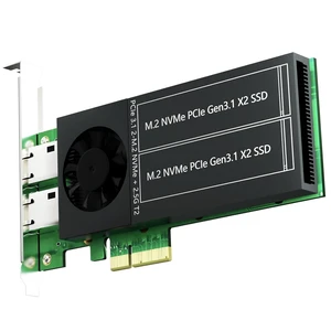 ST5114 Dual M.2 PCIe Adapter with 2 x 2.5Gb RJ45 Port, PCIe 3.0 X4 Interface, Support PCIe Bifurcation, Setup Soft M.2 NVMe RAID via OS Tool ST5114 Dual M.2 PCIe Adapter with 2 x 2.5Gb RJ45 Port, PCIe 3.0 X4 Interface, Support PCIe Bifurcation, Setup Soft M.2 NVMe RAID via OS Tool