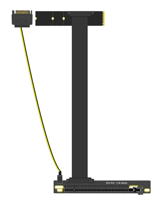 300mm M.2 Key M to PCIe 4.0 X16 Riser Cable with SATA Power Cable, Not Support M.2 SATA Slot 300mm M.2 Key M to PCIe 4.0 X16 Riser Cable with SATA Power Cable, Not Support M.2 SATA Slot