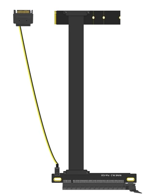 300mm M.2 Key M to PCIe 4.0 X16 Riser Cable with SATA Power Cable, Not Support M.2 SATA Slot 300mm M.2 Key M to PCIe 4.0 X16 Riser Cable with SATA Power Cable, Not Support M.2 SATA Slot