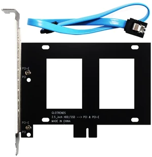 2.5 inch SSD Mounting Bracket with SATA III Cable and SSD Screws, PCIe or PCI Slot Installation 2.5 inch SSD Mounting Bracket with SATA III Cable and SSD Screws, PCIe or PCI Slot Installation