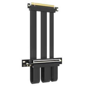 250mm PCIe 5.0 x16 GPU Riser Cable, 90 Degree Right Angle, Black 250mm PCIe 5.0 x16 GPU Riser Cable, 90 Degree Right Angle, Black