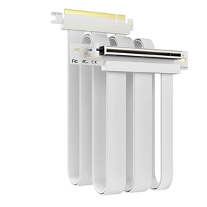 600mm PCIe 5.0 x16 GPU Riser Cable, 90 Degree Right Angle, White 600mm PCIe 5.0 x16 GPU Riser Cable, 90 Degree Right Angle, White