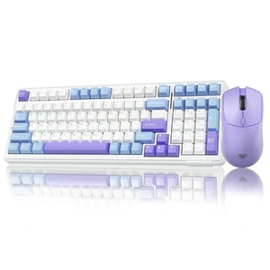 Wireless Keyboard and Mouse Combo, F99 Mechanical Keyboards Hot Swappable Custom Keyboard+SC580X Wireless Gaming Mouse Light Purple Wireless Keyboard and Mouse Combo, F99 Mechanical Keyboards Hot Swappable Custom Keyboard+SC580X Wireless Gaming Mouse Light Purple