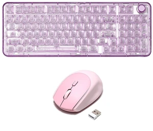 X98 Clear Wireless Keyboard (Purple, Snow Switch), C2 Wireless Mouse (Pink) X98 Clear Wireless Keyboard (Purple, Snow Switch), C2 Wireless Mouse (Pink)