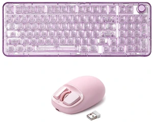 X98 Clear Wireless Keyboard (Purple, Snow Switch), C1 Wireless Mouse (Pink) X98 Clear Wireless Keyboard (Purple, Snow Switch), C1 Wireless Mouse (Pink)