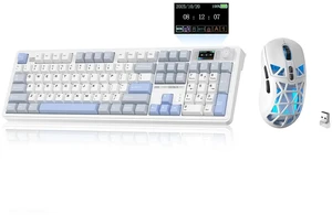 LINGBAO K108 Pro And Mouse Combo, Tri-Mode 2.4GHz/BT/Wired USB Rechargeable Creamy Keyboard with Number Pad+ SM802 Wireless Gaming Mouse,24,000 DPI Max68g Lightweight Computer Mouse for Laptop LINGBAO K108 Pro And Mouse Combo, Tri-Mode 2.4GHz/BT/Wired USB Rechargeable Creamy Keyboard with Number Pad+ SM802 Wireless Gaming Mouse,24,000 DPI Max68g Lightweight Computer Mouse for Laptop