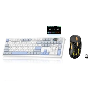 LINGBAO K108 Pro And Mouse Combo, Tri-Mode 2.4GHz/BT/Wired USB Rechargeable Creamy Keyboard with Number Pad+ SM802 Wireless Gaming Mouse,24,000 DPI Max68g Lightweight Computer Mouse for Laptop LINGBAO K108 Pro And Mouse Combo, Tri-Mode 2.4GHz/BT/Wired USB Rechargeable Creamy Keyboard with Number Pad+ SM802 Wireless Gaming Mouse,24,000 DPI Max68g Lightweight Computer Mouse for Laptop