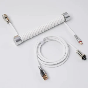 Coiled Aviator USB Cable, Suitable Mechanical Keyboard - White Coiled Aviator USB Cable, Suitable Mechanical Keyboard - White