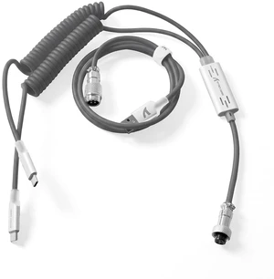 C08 USB A to Dual Type-C Custom Coiled Aviator Cable-Gray C08 USB A to Dual Type-C Custom Coiled Aviator Cable-Gray