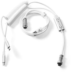 C08 USB A to Dual Type-C Custom Coiled Aviator Cable-White C08 USB A to Dual Type-C Custom Coiled Aviator Cable-White