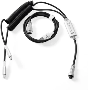 C08 USB A to Dual Type-C Custom Coiled Aviator Cable-Black C08 USB A to Dual Type-C Custom Coiled Aviator Cable-Black