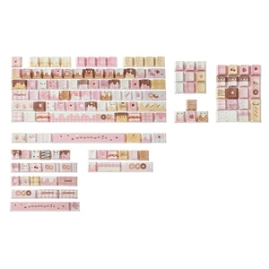 Dough Fluff Keycap Set, 144/143 Keys, MOA/Cherry Profile PBT Keycaps for Mechanical Keyboard, Compatible with ANSI/ISO, 60%, 65%, 75%, TKL, Full-Sized Layout (Pink & Brown, Cherry Profile) Dough Fluff Keycap Set, 144/143 Keys, MOA/Cherry Profile PBT Keycaps for Mechanical Keyboard, Compatible with ANSI/ISO, 60%, 65%, 75%, TKL, Full-Sized Layout (Pink & Brown, Cherry Profile)