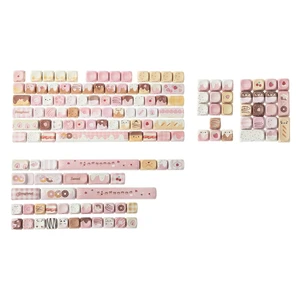 Dough Fluff Keycap Set, 144/143 Keys, MOA/Cherry Profile PBT Keycaps for Mechanical Keyboard, Compatible with ANSI/ISO, 60%, 65%, 75%, TKL, Full-Sized Layout (Pink & Brown, MOA Profile) Dough Fluff Keycap Set, 144/143 Keys, MOA/Cherry Profile PBT Keycaps for Mechanical Keyboard, Compatible with ANSI/ISO, 60%, 65%, 75%, TKL, Full-Sized Layout (Pink & Brown, MOA Profile)