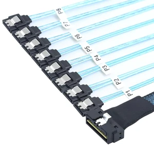 PCIe SlimSAS LP Low Profile SFF-8654 8i 74 Pin to 8* SATA Server Cable 100 Ohm 30AWG High Speed Data Cable (1M) PCIe SlimSAS LP Low Profile SFF-8654 8i 74 Pin to 8* SATA Server Cable 100 Ohm 30AWG High Speed Data Cable (1M)