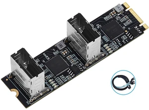 PCIe 3.0 M.2 B+M Key to 8-Port SATA3 6Gbps Expansion Card Dual Mini-SAS Connectors, RAID Support for Desktop/Server PCIe 3.0 M.2 B+M Key to 8-Port SATA3 6Gbps Expansion Card Dual Mini-SAS Connectors, RAID Support for Desktop/Server
