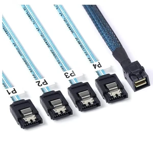 Mini SAS HD SFF-8643 to 4 x SATA 7P Female High-Speed Internal Server Cable (19.68, Inches) Mini SAS HD SFF-8643 to 4 x SATA 7P Female High-Speed Internal Server Cable (19.68, Inches)