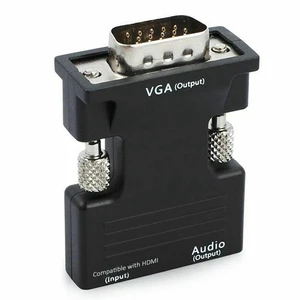 HDMI-Compatible to VGA Converter 1080P Female to Male Connector 15Pin VGA Output Adapter with Audio Port (Black) HDMI-Compatible to VGA Converter 1080P Female to Male Connector 15Pin VGA Output Adapter with Audio Port (Black)