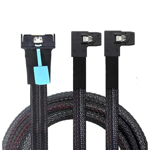 PCIE Gen5 MCIO 8X 8i to Dual Mini SAS SFF-8087 Right Angle Server Adapter Cable 32Gbps High Speed 85 Ohm Data Cable for RAID Controller, HDD, SSD (1m/39.37in) PCIE Gen5 MCIO 8X 8i to Dual Mini SAS SFF-8087 Right Angle Server Adapter Cable 32Gbps High Speed 85 Ohm Data Cable for RAID Controller, HDD, SSD (1m/39.37in)