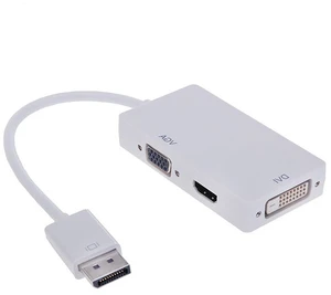 Mini Display Port to VGA + DVI + HDMI-Compatible Converter 1080p Video Adapter for Computer Video Transmission (White) Mini Display Port to VGA + DVI + HDMI-Compatible Converter 1080p Video Adapter for Computer Video Transmission (White)