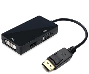 Mini Display Port to VGA + DVI + HDMI-Compatible Converter 1080p Video Adapter for Computer Video Transmission (Black) Mini Display Port to VGA + DVI + HDMI-Compatible Converter 1080p Video Adapter for Computer Video Transmission (Black)