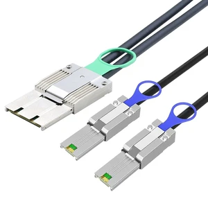 iPASS X8 to 2×SFF-8088 PCIe 3.0 Cable 8GT/s, 29AWG SAS, 68-Pin to Dual SFF-8088, Industrial Grade -40°C~+85°C, 0.5A, 30V (0.5M/19.68in) iPASS X8 to 2×SFF-8088 PCIe 3.0 Cable 8GT/s, 29AWG SAS, 68-Pin to Dual SFF-8088, Industrial Grade -40°C~+85°C, 0.5A, 30V (0.5M/19.68in)