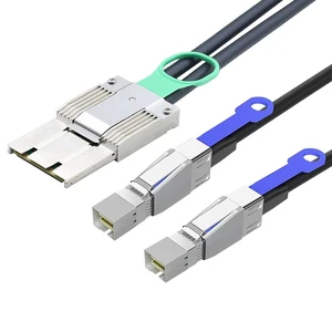 iPASS X8 to 2×SFF-8644 PCIe 3.0 Cable 8GT/s, 29AWG SAS, 68-Pin to Dual SFF-8644 (36-Pin Each), Industrial Grade -40°C~+85°C, 0.5A, 30v (0.5M/19.68in) iPASS X8 to 2×SFF-8644 PCIe 3.0 Cable 8GT/s, 29AWG SAS, 68-Pin to Dual SFF-8644 (36-Pin Each), Industrial Grade -40°C~+85°C, 0.5A, 30v (0.5M/19.68in)