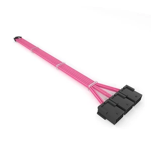 PCIe 5.0 12+4Pin to 3× PCIe 8Pin GPU Power Cable, Nylon Braided Extension Cord, 18AWG, 340mm/13.38in, Compatible with RTX 3090Ti & RTX 40 Series Graphics Cards (Pink) PCIe 5.0 12+4Pin to 3× PCIe 8Pin GPU Power Cable, Nylon Braided Extension Cord, 18AWG, 340mm/13.38in, Compatible with RTX 3090Ti & RTX 40 Series Graphics Cards (Pink)