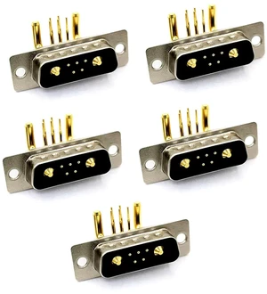 DB7W2 Male PCB Connector Right Angle Solder Power Signal (5, Male/Female) DB7W2 Male PCB Connector Right Angle Solder Power Signal (5, Male/Female)