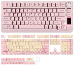 X Aula EA75 MAX Wireless Gaming Keyboard with Screen & Knob+JellyPaw Keycaps Set, 128-Key Cute Cat Keycaps for Gaming Keyboard X Aula EA75 MAX Wireless Gaming Keyboard with Screen & Knob+JellyPaw Keycaps Set, 128-Key Cute Cat Keycaps for Gaming Keyboard