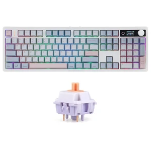 TH108 V2 PRO Full Size Mechanical Keyboard with Screen&Knob+Wisteria Tactile Mechanical Keyboard Switches Set, 5 Pin Factory Lubed 100 Pieces Switch TH108 V2 PRO Full Size Mechanical Keyboard with Screen&Knob+Wisteria Tactile Mechanical Keyboard Switches Set, 5 Pin Factory Lubed 100 Pieces Switch