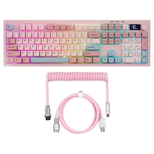 Aula S102 PRO Membrane Gaming Keyboard w/TFT Screen & Volume Knob+Puff Aviator Coiled USB Cable Aula S102 PRO Membrane Gaming Keyboard w/TFT Screen & Volume Knob+Puff Aviator Coiled USB Cable