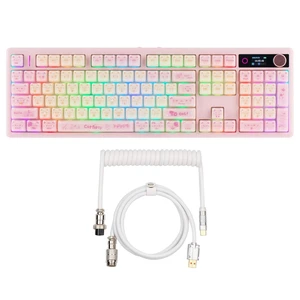 TH108 V2 PRO Full Size Mechanical Keyboard with Screen&Knob+Puff Aviator Coiled USB Cable TH108 V2 PRO Full Size Mechanical Keyboard with Screen&Knob+Puff Aviator Coiled USB Cable