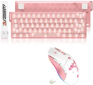 Pink Keyboard and Mouse:COOL60 60% Rapid Trigger 8K Gaming Keyboard with Hall Effect Magnetic Switch &EM901 Sakura Wireless Gaming Mouse Combo Pink Keyboard and Mouse:COOL60 60% Rapid Trigger 8K Gaming Keyboard with Hall Effect Magnetic Switch &EM901 Sakura Wireless Gaming Mouse Combo