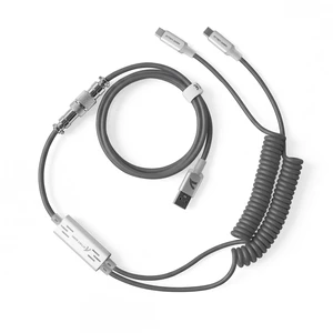 C08 Custom Coiled USB C to A Cable for 8kHz Magnetic Keyboards,8K Dual Type-C Cable Hub, Magnetic Control RGB Light, High Speed Transmission Gaming Cable for Win/Mac/Gamers(Gray) C08 Custom Coiled USB C to A Cable for 8kHz Magnetic Keyboards,8K Dual Type-C Cable Hub, Magnetic Control RGB Light, High Speed Transmission Gaming Cable for Win/Mac/Gamers(Gray)