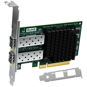 2X 10Gb/s SFP+ Fiber Ports Converged Ethernet Adapter for Servers, and Desktop PCs. PCIE x8 Interface to Dual 10GbE SFP+ Ports NIC Card, Intel 82599ES 10GbE Ethernet Controller (X520-DA2) 2X 10Gb/s SFP+ Fiber Ports Converged Ethernet Adapter for Servers, and Desktop PCs. PCIE x8 Interface to Dual 10GbE SFP+ Ports NIC Card, Intel 82599ES 10GbE Ethernet Controller (X520-DA2)