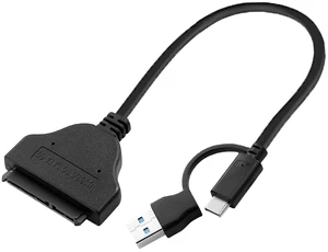 2-in-1 SATA to USB Cable 0.75ft, USB-C/USB-A 3.0 to SATA III Hard Driver Adapter Compatible for 2.5 inch HDD and SSD External Converter(23cm) 2-in-1 SATA to USB Cable 0.75ft, USB-C/USB-A 3.0 to SATA III Hard Driver Adapter Compatible for 2.5 inch HDD and SSD External Converter(23cm)