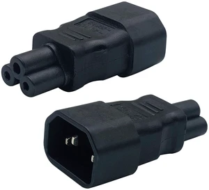 IEC 320 C14 to C5 AC Adapter, 10A 125V IEC 3Pole Male to Mickey Mouse 3Pole Female Power Adapter,C5 to C14 AC Converter for Mickey Mouse Laptop Receptacle Converter (2 Pack-C5 to C14) IEC 320 C14 to C5 AC Adapter, 10A 125V IEC 3Pole Male to Mickey Mouse 3Pole Female Power Adapter,C5 to C14 AC Converter for Mickey Mouse Laptop Receptacle Converter (2 Pack-C5 to C14)