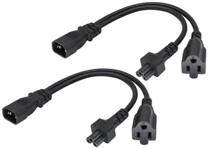 (2 pack)C14 to C5+NEMA 5-15R Y Splitter AC Power Adapter Cable,10A 125V IEC 3Pole Male to Mickey Mouse 3Pole Female+NEMA 5-15R Female Power Converter for Laptop Receptacle Converter (33cm/1ft) (2 pack)C14 to C5+NEMA 5-15R Y Splitter AC Power Adapter Cable,10A 125V IEC 3Pole Male to Mickey Mouse 3Pole Female+NEMA 5-15R Female Power Converter for Laptop Receptacle Converter (33cm/1ft)