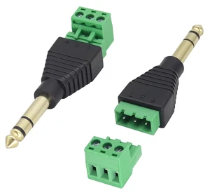6.35mm Screw Terminal Block Connector 1/4" inch TRS Male Plugs to 3 Pin/Way Female Bolt Screw Terminals Pluggable AUX Audio Microphone/Speaker Wire,Keyboard,Mixer,Solderless Converter(2 Pack) 6.35mm Screw Terminal Block Connector 1/4" inch TRS Male Plugs to 3 Pin/Way Female Bolt Screw Terminals Pluggable AUX Audio Microphone/Speaker Wire,Keyboard,Mixer,Solderless Converter(2 Pack)
