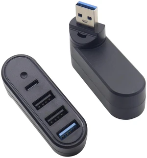 4-Port USB-A 3.0 Hub 90°/180° Rotatable USB 3.0 A Male to 1USB 3.0+2USB 2.0+1USB C Female Data Port Splitter Adapter for Car,Keyboard,Mobile Hard Disk,U Disk,Camera,Mouse,etc(2 Pack/Black) 4-Port USB-A 3.0 Hub 90°/180° Rotatable USB 3.0 A Male to 1USB 3.0+2USB 2.0+1USB C Female Data Port Splitter Adapter for Car,Keyboard,Mobile Hard Disk,U Disk,Camera,Mouse,etc(2 Pack/Black)