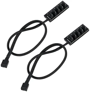 2-Pack 4-Pin PWM Fan Hub - 1 to 5 Way Splitter Power Supply Cable for PC Motherboard Case Cooling - Extension Cord for ATX Computer 4-Pin and 3-Pin Fans 2-Pack 4-Pin PWM Fan Hub - 1 to 5 Way Splitter Power Supply Cable for PC Motherboard Case Cooling - Extension Cord for ATX Computer 4-Pin and 3-Pin Fans