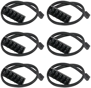 6-Pack 4-Pin PWM Fan Hub - 1 to 5 Way Splitter Power Supply Cable for PC Motherboard Case Cooling - ATX Computer Extension Cord for 4-Pin and 3-Pin Fans 6-Pack 4-Pin PWM Fan Hub - 1 to 5 Way Splitter Power Supply Cable for PC Motherboard Case Cooling - ATX Computer Extension Cord for 4-Pin and 3-Pin Fans