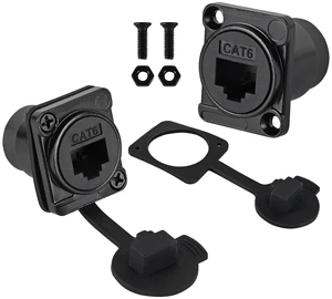 2 Pack D-Type RJ45 CAT6 Panel Mount Socket Adapter, RJ45 Coupler Female to Female Connector, LAN Network Bulkhead Pass Through Socket 2 Pack D-Type RJ45 CAT6 Panel Mount Socket Adapter, RJ45 Coupler Female to Female Connector, LAN Network Bulkhead Pass Through Socket