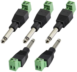 6.35mm Screw Terminal Block Connector 6.35mm (1/4") TS Mono Male to 2 Pin/Way Female Bolt Screw Terminals Pluggable AUX Audio Microphone/Speaker Wire Solderless Converter(5-Pack) 6.35mm Screw Terminal Block Connector 6.35mm (1/4") TS Mono Male to 2 Pin/Way Female Bolt Screw Terminals Pluggable AUX Audio Microphone/Speaker Wire Solderless Converter(5-Pack)