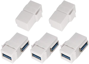 Right Angle USB 3.0 Keystone Coupler 90 Degree USB 3.0 A Female to Female Keystone Jack Insert Socket Coupler Adapter for Wall Plate Outlet Panel (White/5 Pack) Right Angle USB 3.0 Keystone Coupler 90 Degree USB 3.0 A Female to Female Keystone Jack Insert Socket Coupler Adapter for Wall Plate Outlet Panel (White/5 Pack)